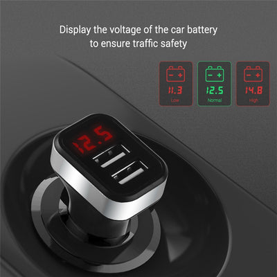 Smart USB Car Charger with LED Screen Melius Tech